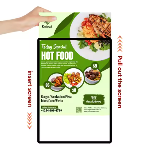A2 A1 Large Restaurant Menu Board Signboard for Fast Food Menu Led Backlit Poster Frame Light Box Ad