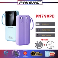 Pineng PN-798PD 20000mAh Powerbank Built-In Cable Powerbank 22.5W Fast Charging
