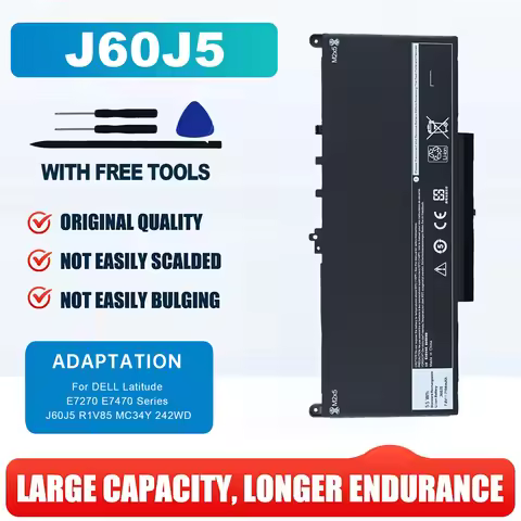 New J60J5 Replacement Laptop Battery For Dell Latitude E7270 E7470 7270 7470 J60J5 R1V85 MC34Y 242WD