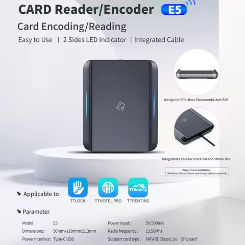 E5SN USB RFID M1 S50 Card Encoder for TTLOCK/TTHotel Smart Lock System Key Writer Reader Hotel Manag