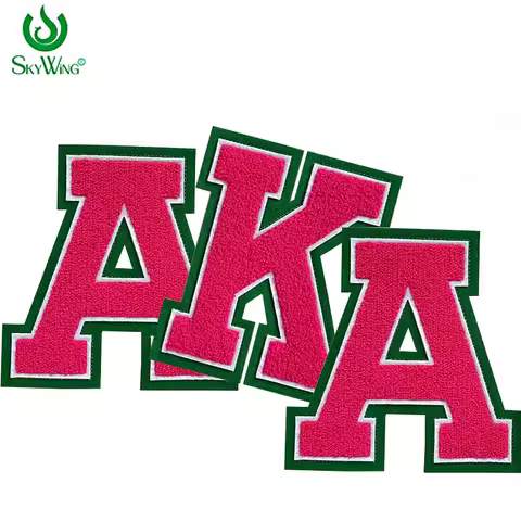 6 INCH Chenille Separated Greek Letters Alpha Kappa Alpha Sorority Rose red & Green AKA Alphabet Dou