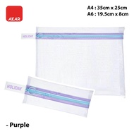 A6 A5 A4 Beg Zip Mesh Lutsinar Fail & Pensel / Mesh Zipper Pouch Transparent Stationery Bag Pastel Z