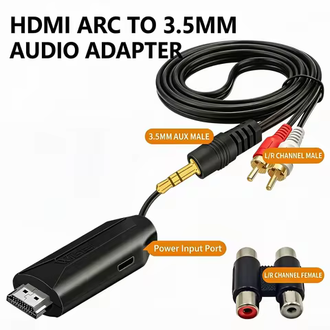 HDMI-Compatible ARC Audio Extractor Adapter 192KHz HD ARC to 3.5mm & RCA L/R Converter for TV Soundb