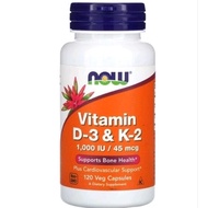[ Ready stocks ] Now Foods, Vitamin D-3 &amp; K-2, Vitamin D3 K2, 120 Veg Capsules