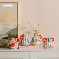 Luxury Geometric Ceramic Vase Dopamine Decor Floral Vase for Living Room Entryway Modern Home Decor 