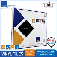Apo Floor Vinyl Tiles AVQT 1.3mm - Black 60pcs / Box 5.4sqm Coverage 300mm x 300mm