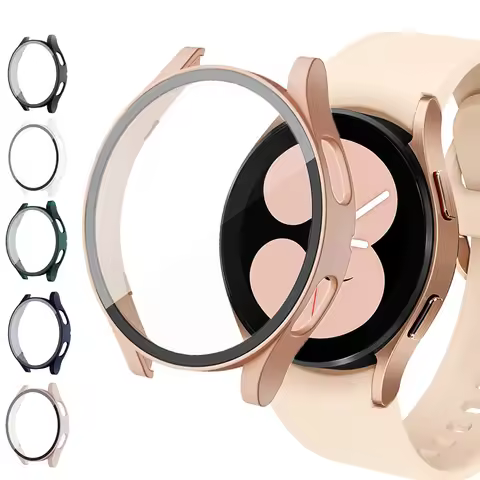 Glass+Case for samsung Galaxy watch 4 44mm 40mm Accessories PC all-around Anti-fall bumper cover+Scr