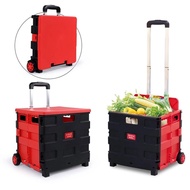 Foldable Market Grocery Trolley Shopping Picnic Wheels Boot Cart  Collapsible Storage Box *SG Stocks*