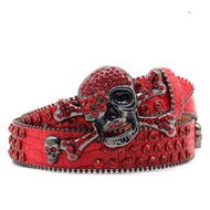 Skull Belt Diamond Men's Belt pu Diamond Acrylic Crystal Belt Women's High-End Jeans Girdle