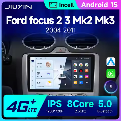 JIUYIN Carplay 4G AI Systems Android 15 Car Radio for Ford focus Exi 2004-2010 Multimedia Video Play