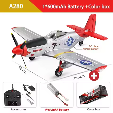 New WLtoys XK A280 RC Plane 2.4G 4CH 3D6G Mode Aircraft P51 Fighter Simulator with LED Searchlight R