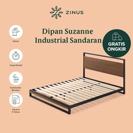 Zinus Tempat Tidur Ranjang Besi Suzanne / Sandaran Kayu Bambu / Design Industrial / Easy Assembly / Tinggi 17cm