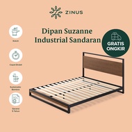 Zinus Tempat Tidur Ranjang Besi Suzanne / Sandaran Kayu Bambu / Design Industrial / Easy Assembly / 