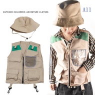 All 2pc Kids Outdoor Explorer Kit Kids Adventure Kit Explorer Costume Vest and Hat Set Halloween Cos