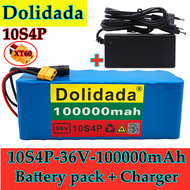New 2021 36V 10S4P XT60connector battery pack 1000W high power battery 42V 100000mAh Ebike electric bike BMS+42V2A Charger