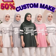 Kaftan Muslim,  Baju-T HUSTLE, Pakaian Sukan, 24 Helai, Bercetak,  Bersaiz Besar Berkait 3D, Poliest