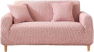 Sofa Slipcover, Seersucker Sofa Cover, Stretch Couch Covers Elastic Fabric, Pure Color Pattern, Sofa Protector, Furniture Covers (Pink, 1 Seater)