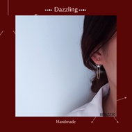 【14k Gold】Circle Drop Chain Earrings Pearls Earrings