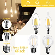 LED Edison Filament Bulb 1W/2W/4W E12 E14 E27 LED Candle Bulb Retro Vintage Light Bulb G40 S14 C35 C