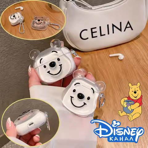 Disney Pooh Bear Winnie Earphone Case for AirPods 1 Air Pods 3 Pro 2 Transparent Cartoon Wireless He