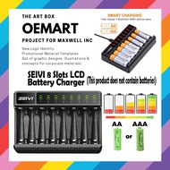 OEMART 8 Slots LCD Rechargeable Battery Charger NIMH AA/ AAA  Independent Slot Battery Charger