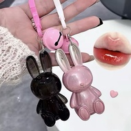 [2son gets 1 brush] Black rabbit - pink rabbit keychain lipstick with Gegebear rattle