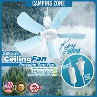 5 Blade Portable Ceiling Fan Kipas 5 Bilah Camping Fan Air Cooler Mini ciling Fan Kipas Camping Tent