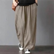 Mom Daddy Pants Cotton Linen Loose Straight Pants Fat Guy Pants-Catties Can Wear. 1.21