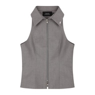 STUDIO UNKNOWN - Lana Zipper Shirt เสื้อแขนกุดคอปก ตกแต่งซิปหน้า