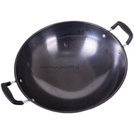German Wok Honeycomb Non Stick Wok Double Ear Large Iron Wok Vegetable Fryer Household Round Bottom Uncoated Non Rusting Gas Stove Pans d12