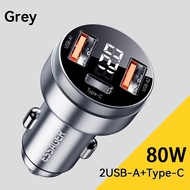 Essager 80W Car Charger USB Type C Charger LCD Display PD Quick Charge 3.0 Fast Charging for IPhone