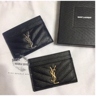 YSL Card Holder Classic Caviar Card Holder❤ Black Gold Lettering Dark Blue Silver Lettering