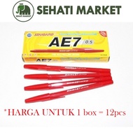 Diskon ATK PENA PULPEN STANDARD 0.5mm AE7 ALFA TIP 12pcs MERAH