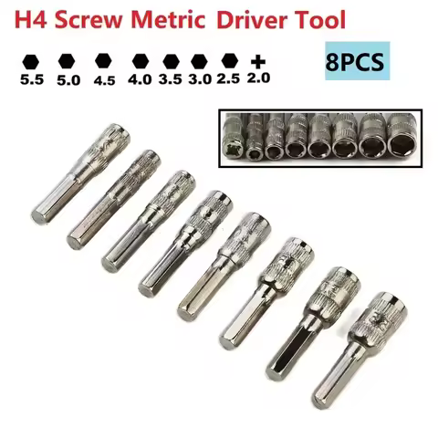 8pcs Hex Socket H4 Screw Metric Driver Drill Bit Metal Hex Shank 6 Point Hex Nut Socket PH2.0 2.5 3