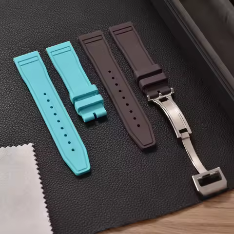 JWNSPA FKM Fluoro Rubber Strap For IWC Big Pilot Mark Portugieser TOP GUN Men Quick Release Sport Wa