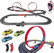 GINCHO High Speed Series Tram Dual Track Set, 8.2m Electric Track with 3 Vehicles Slot car Racing, Comes with 2 Hand Controls and Track Parts and a Lap Counter，Toys Gifts for 8 9 10 11 12 Boys Girls