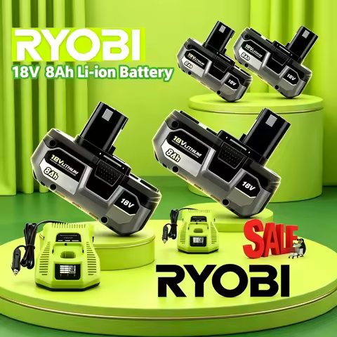 Original RYOBI ONE+18V 8Ah Lithium Ion Battery ONE+ High Performance Battery Pack for RYOBI 18V Dril