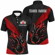 3D printing custom name bowling tournament jersey polo shirt bowling team jersey bowling team T-shir