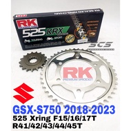 RK Sprocket Set SUZUKI GSX-S750 2018 - 2024 525 GB KRX X-Ring Black Gold Chain Rantai Xring GSXS 750