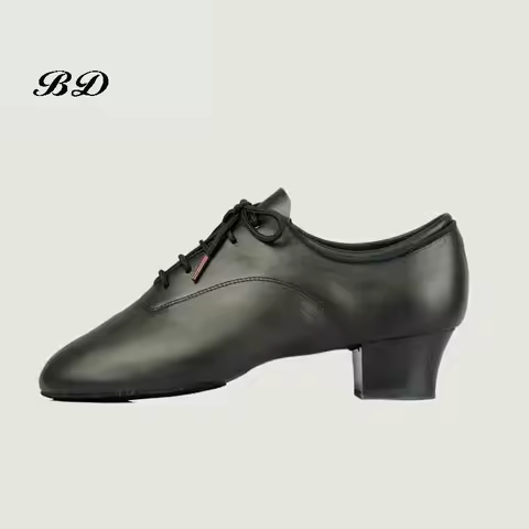 2026 MEN SHOES Profession Latin Dance Ballroom Shoe Modern Soft Cowhide Premium Oxford Cloth Heel 4.