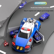 [Children's Gifts] Deformed Police Car Children's Model Ornaments Can Store Cars Police Car Base Boy