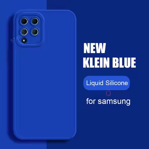 Camera Protection Liquid Silicone Case For Samsung Galaxy A12 A22 4G 5G A22S 2020 M33 M53 Klein Blue