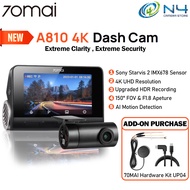 70mai A810 Ultra HD 4K Dash Cam Built-in GPS ADAS 150 FOV Motion Detection Car DVR Support Rear Cam