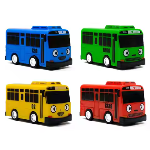 Plastic Little Children Educational Birthday TAYO Bus Car Mini Pull Back Bus Model Buses