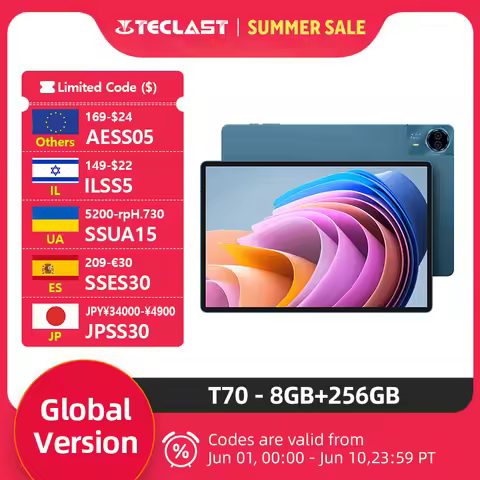 Teclast T70 Tablet 14" FHD Display Android 14 MTK Helio G99 8GB+256GB 10000mAh Battery 18W 4G LTE Gl