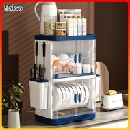 Kitchen Dish Drain Rack Dish Cabinet Cupboard Plate Organizer With Tool Rest Multifunctional Storage