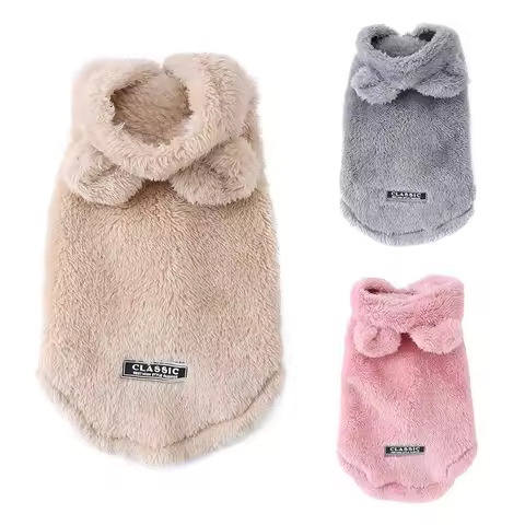 Cozy Pet Clothes Winter Soft Fleece Puppy Sweater For Small Medium Dogs Cats Cute Ear Hooded Jacket 