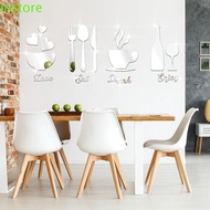 INSTORE Kitchen Acrylic Sticker, Mirror DIY Mirror Wall Sticker, Creative Bowl Acrylic Fork 3D Tableware Decal Wall Decor