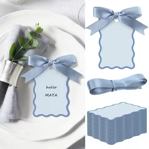 100 Sets DIY LabelCard Handwritten Party Gift Card Birthday GiftCard With Ribbon Restaurant Business