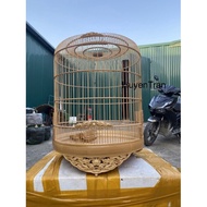 Lồng chim hoạ mi khướu choè than hoa văn chân cửa đục CNC đường kính 42 trúc tre già cật cao cấp kèm